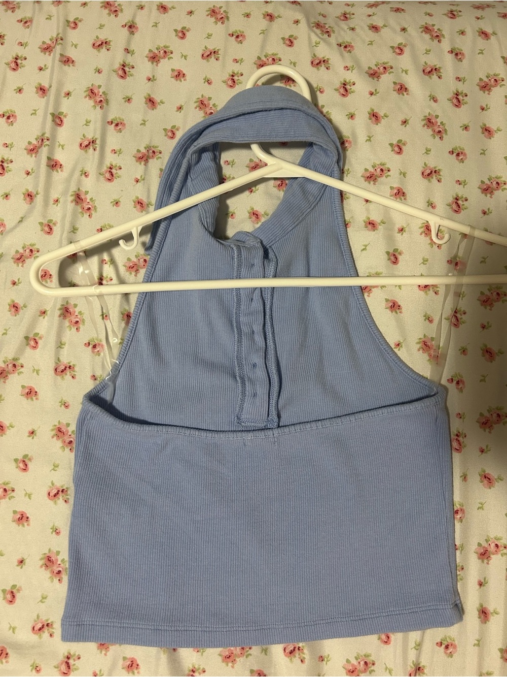 Garage Light Blue Ribbed Halter Polo Tank - Picture 3 of 5